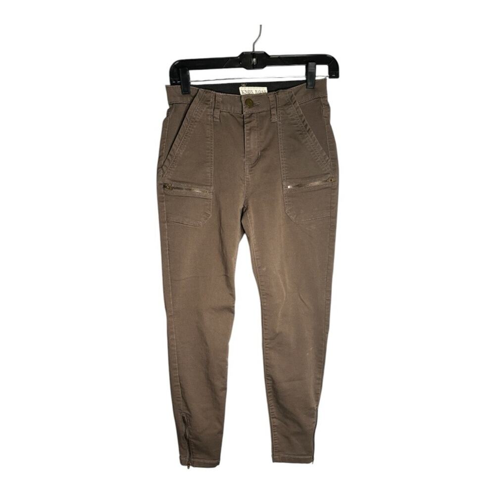 Knox Rose Brown Skinny Pants With Zipper Details 2